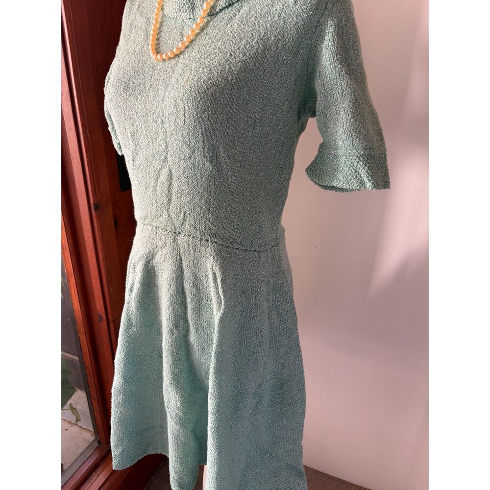 Vintag Handmade MCM Retro A-Line Soft Girl Coquette Sweet Metallic Knitted Dress